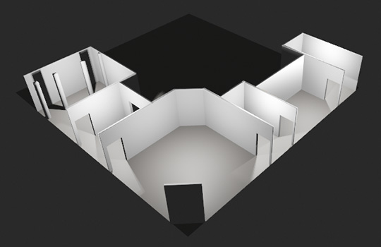 Eike Berg: SHIFT - Fear and Curiosity, 3D simulation of the exhibition spaces in the Künstlerhaus Göttingen